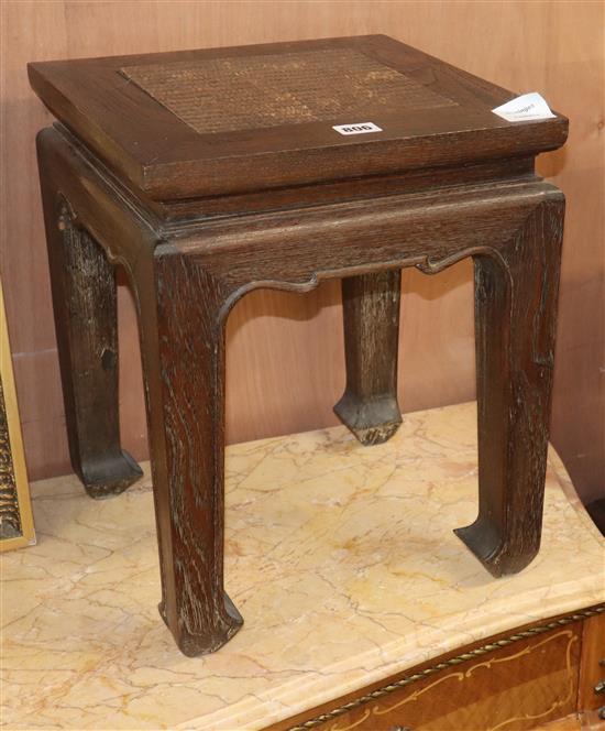 A Chinese caned hardwood low occasional table H.41cm